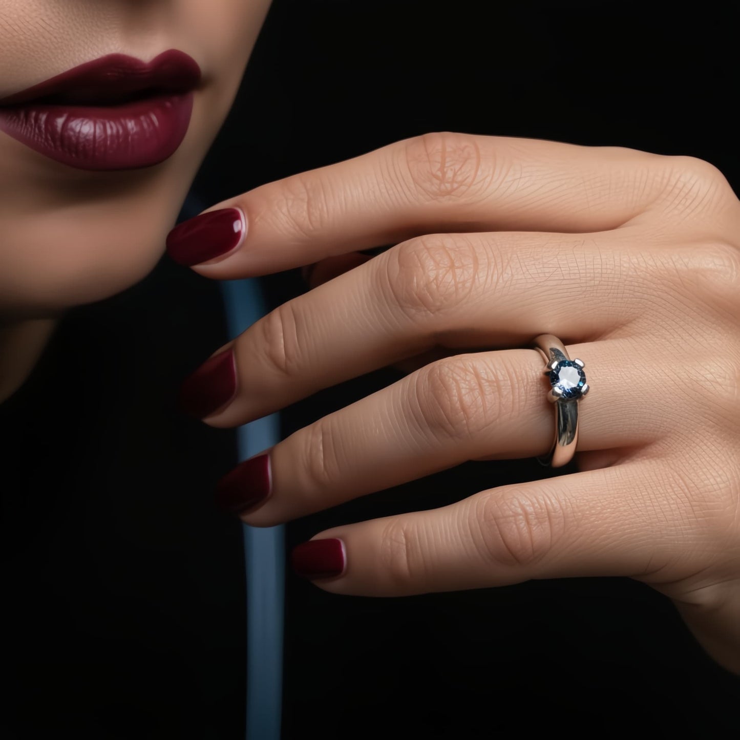 Anillo solitario de plata con circonita diamante negro