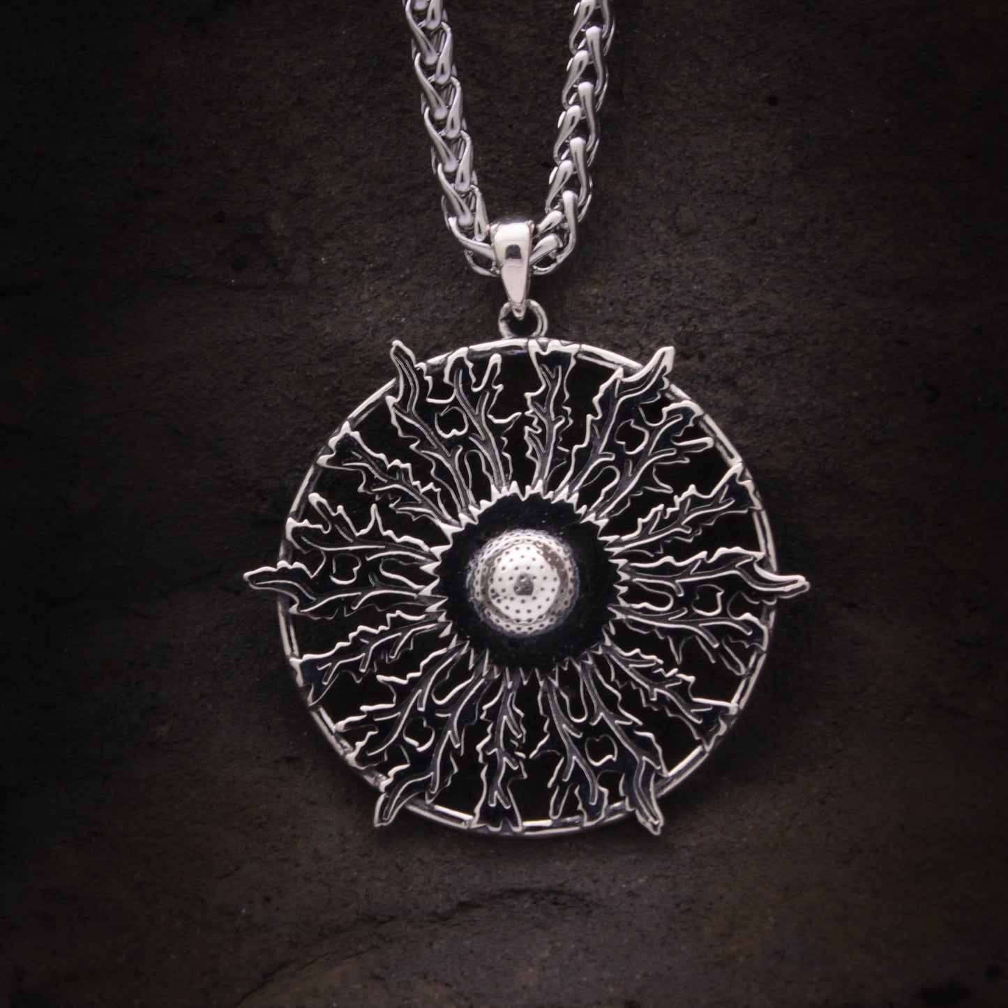 Collar Eguzkilore en plata de ley de 45 mm para hombre