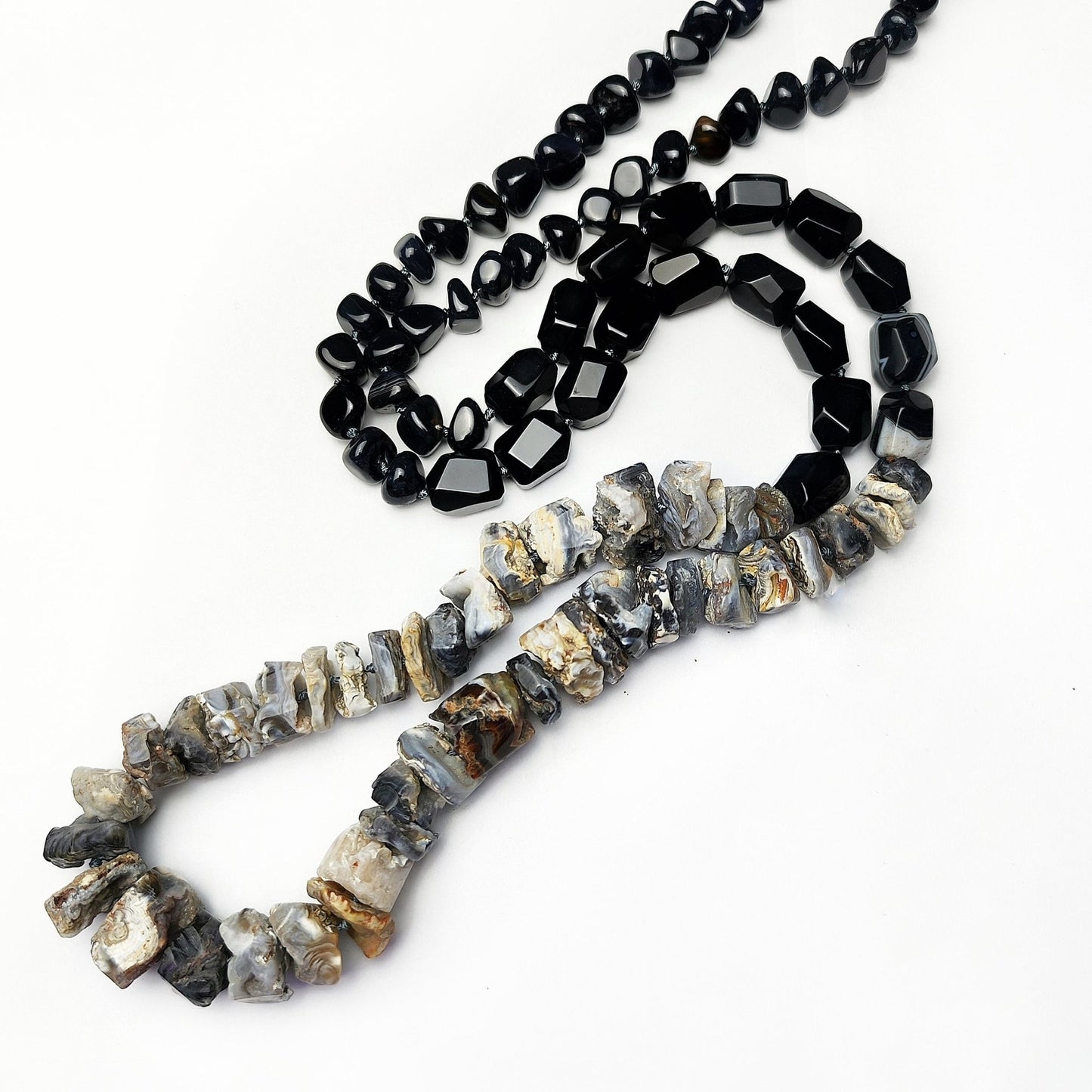 COLLAR AGATA NEGRA Y RODAJAS XXL