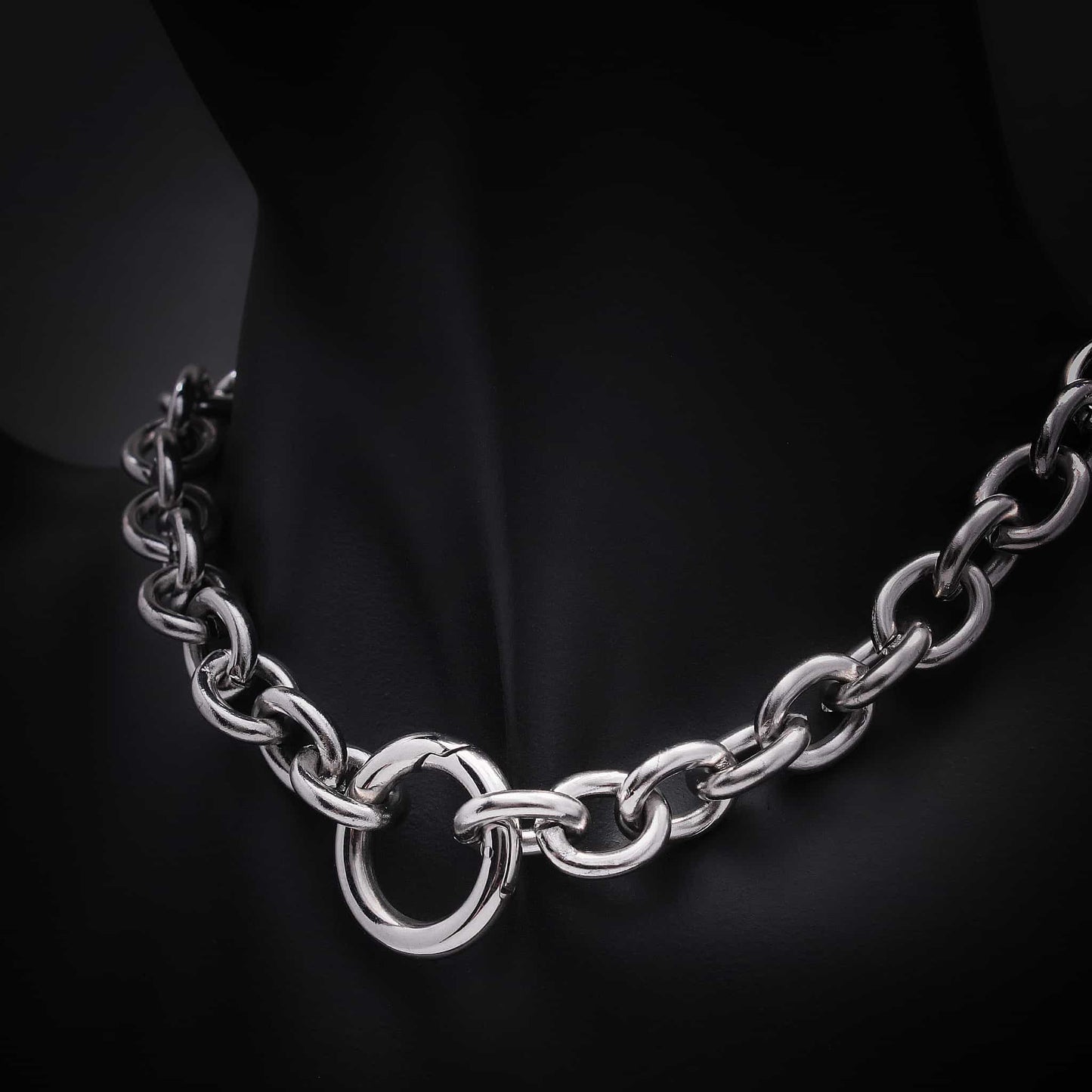 Collar eslabones plata para mujer de acero inoxidable y cierre plateado