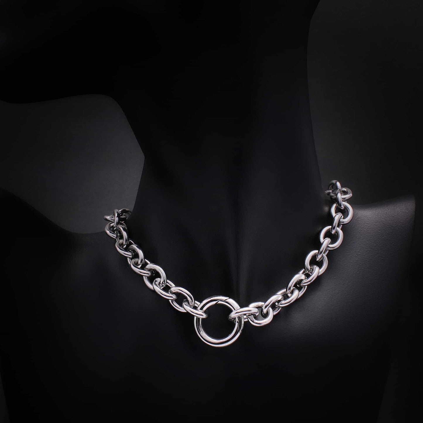 Collar eslabones plateado para mujer de acero inoxidable y cierre plateado