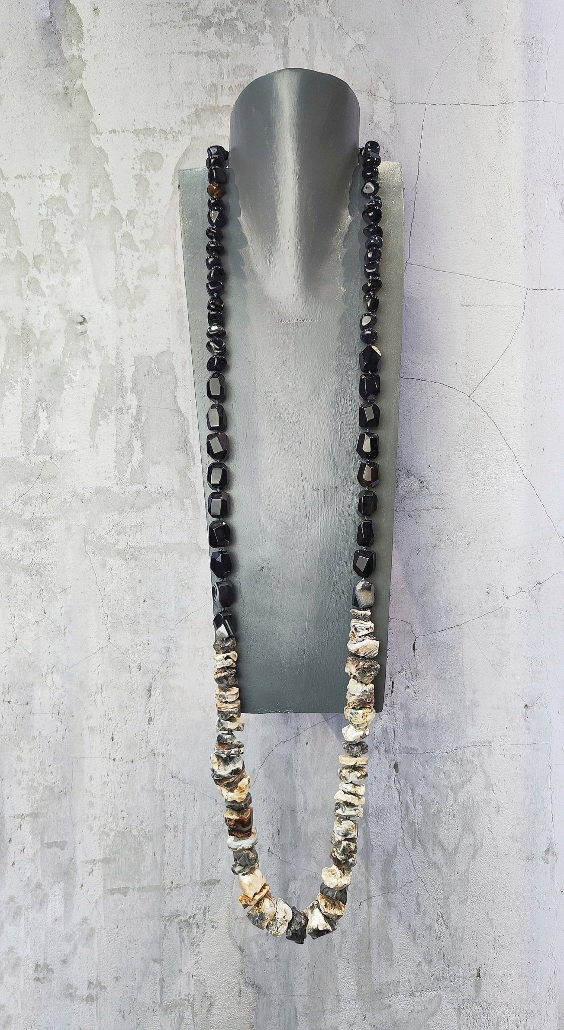 COLLAR AGATA NEGRA Y RODAJAS XXL