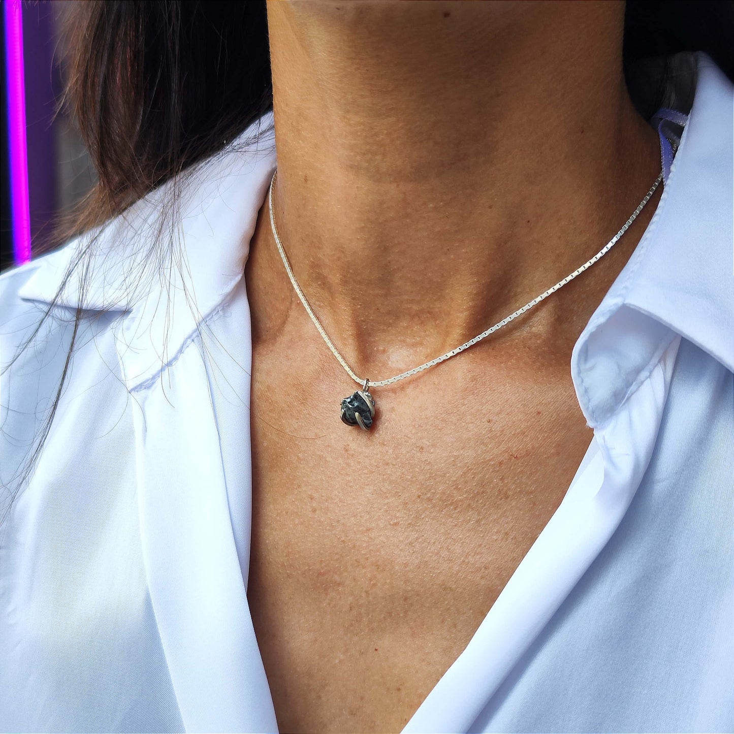 Collar meteorito plata de ley