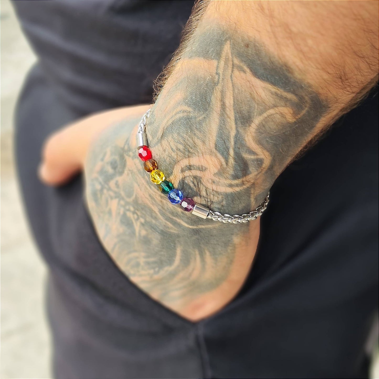 Pulsera lgtbi acero inoxidable, pulsera gay. pulsera bandera lgbt