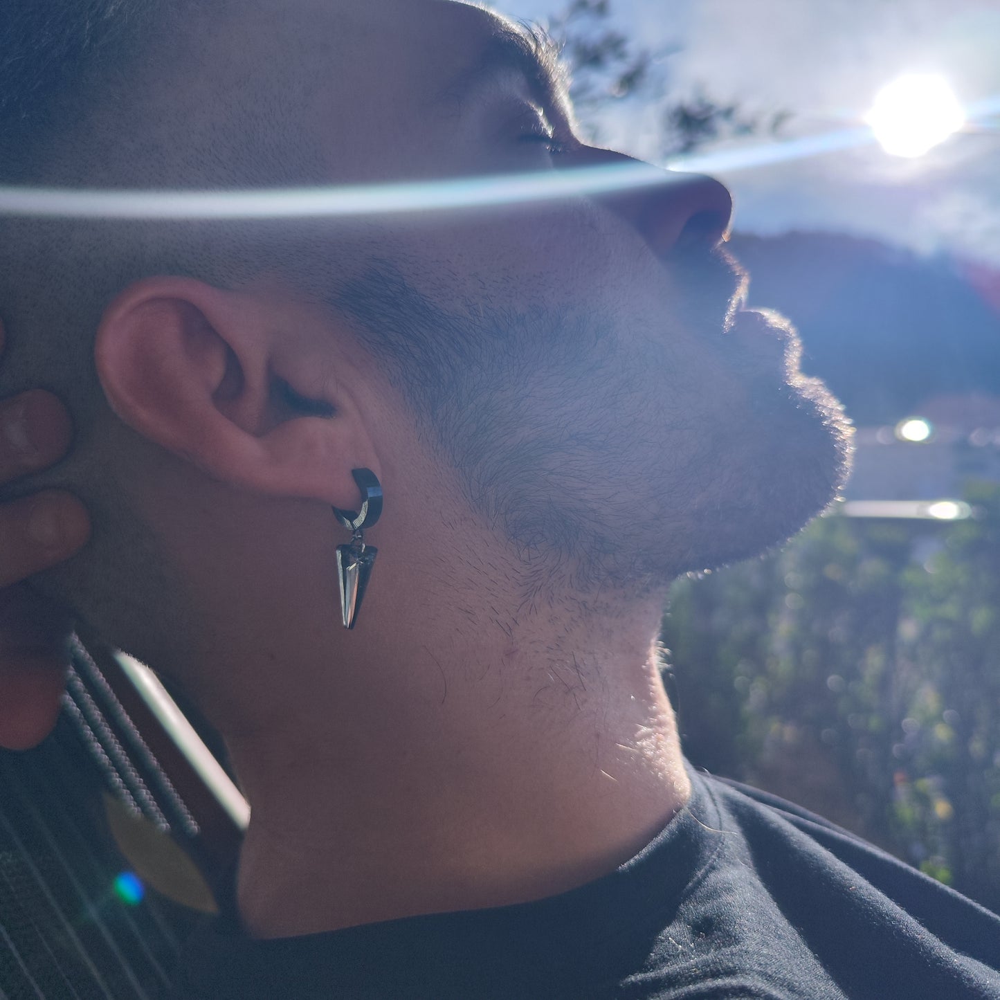 pendientes acero inoxidable hombre, pendiente de acero para hombre, pendiente swaroski