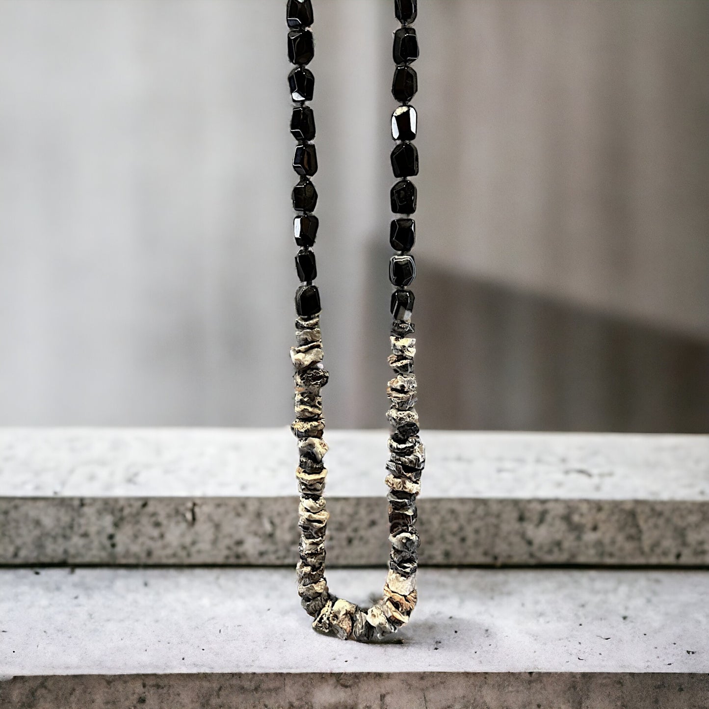 COLLAR AGATA NEGRA Y RODAJAS XXL
