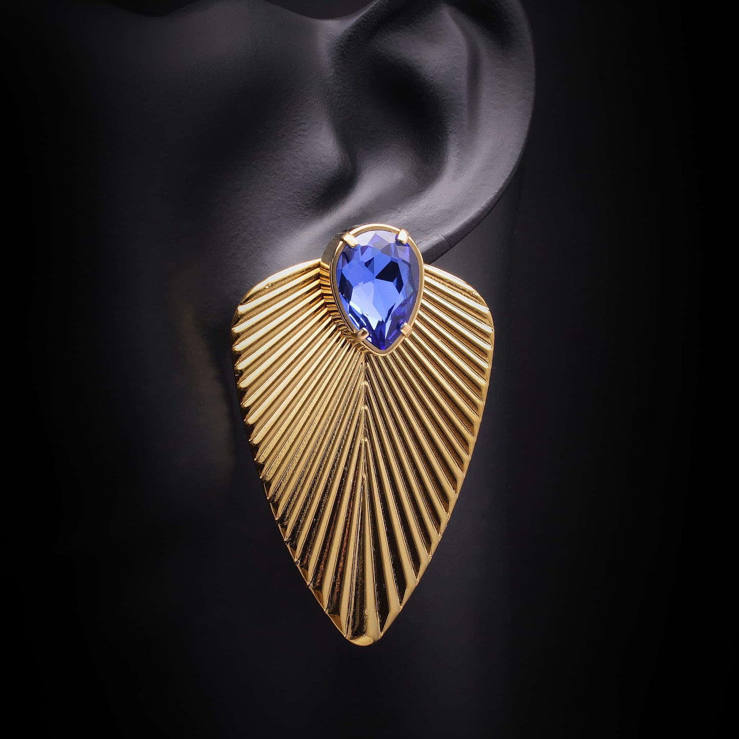 Pendiente forma hoja para mujer de acero inoxidable dorado