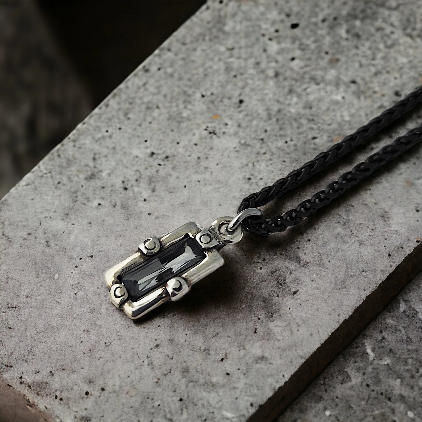 collar para hombre con colgante y cadena de acero negra, collar de acero para hombre