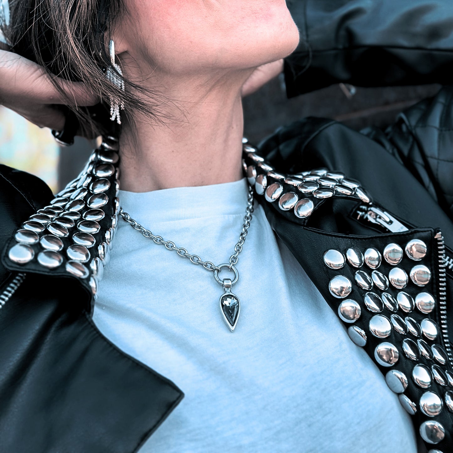 Collar de eslabones de acero inoxidable con colgante