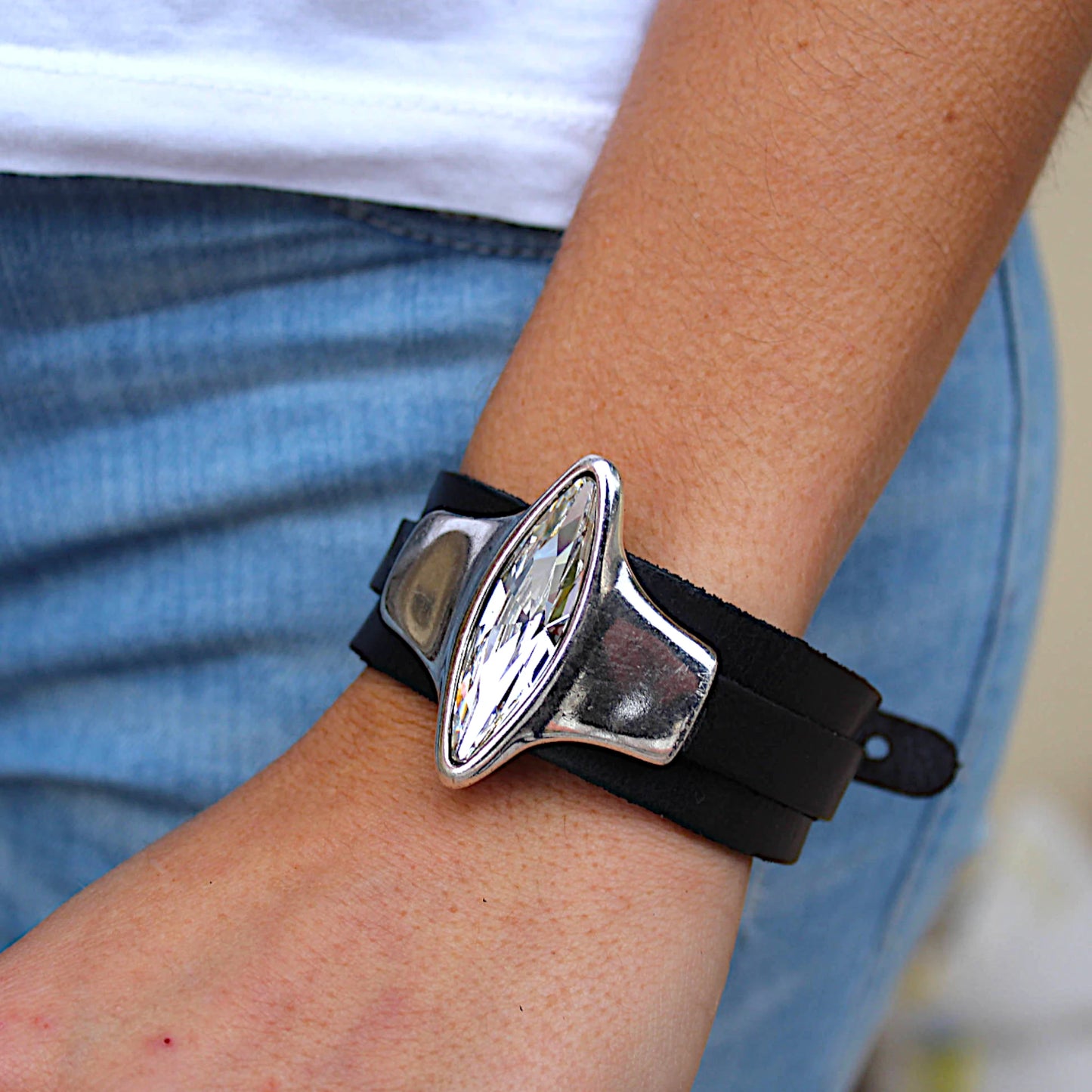 BRAZALETE CUERO OJO FELINO