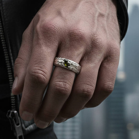 ANILLO DE PLATA PERIDOTO: modelo AUGE