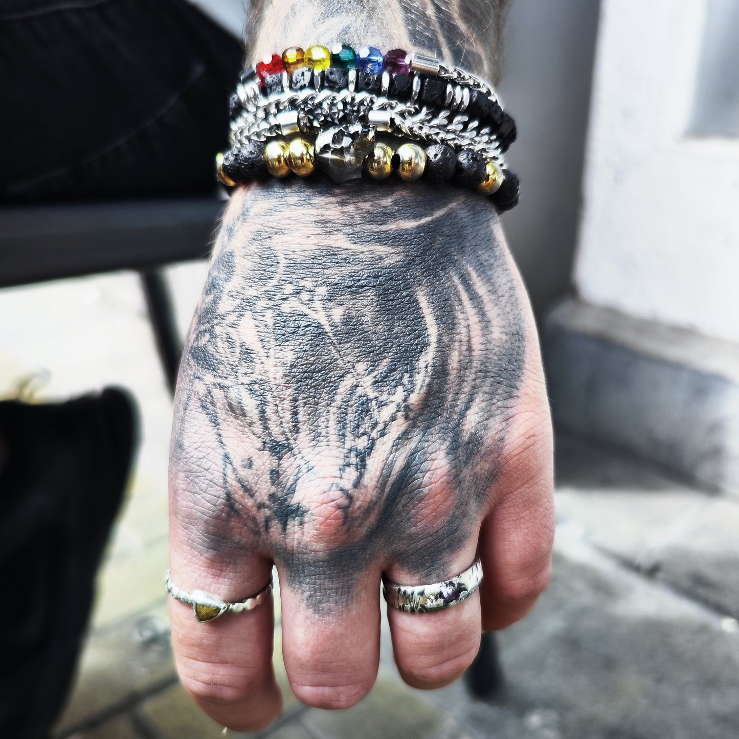 PULSERA DE CALAVERA HOMBRE, PULSERA DE PIEDRA VOLCÁNICA, PULSERA ELASTICA