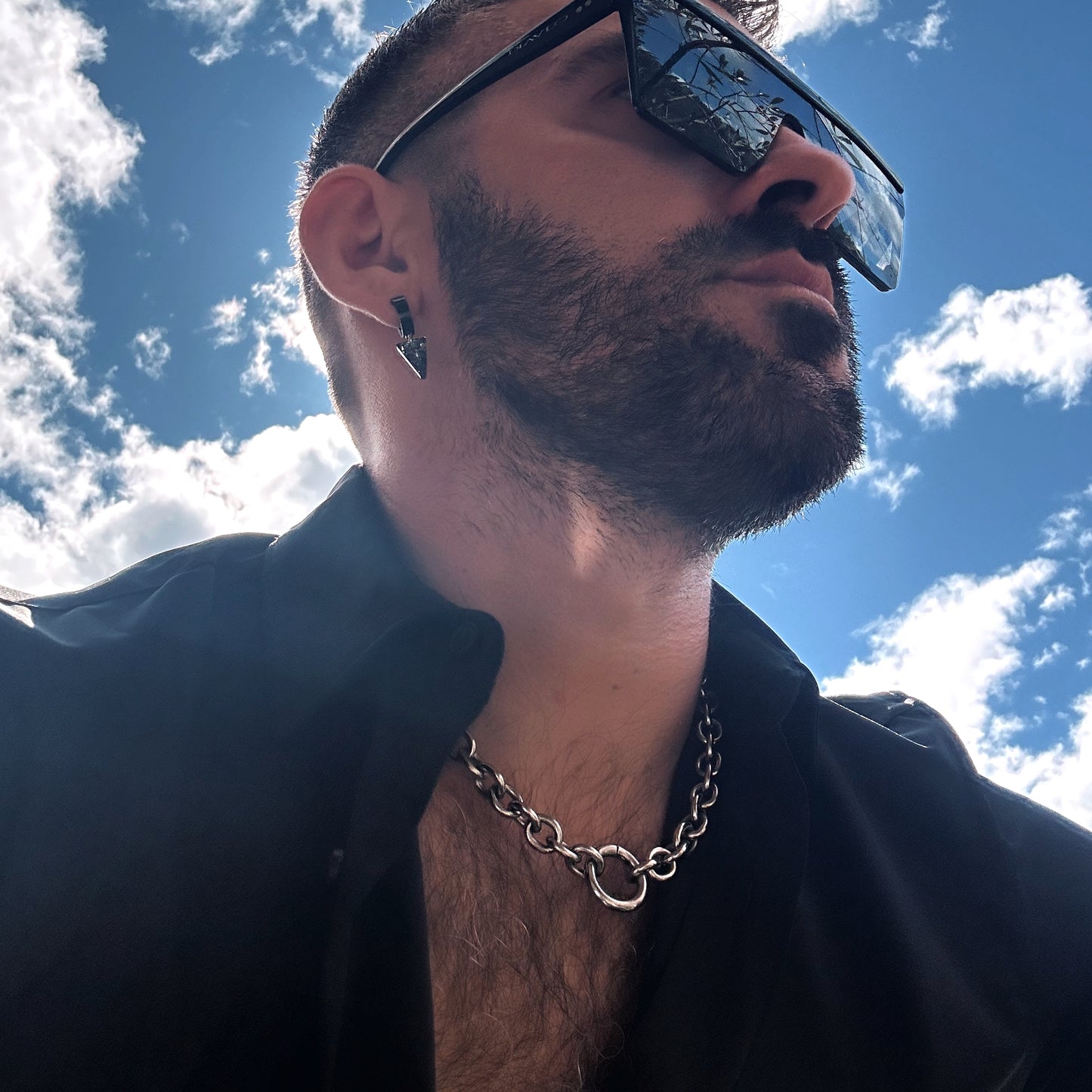 collar para hombre, collar cadena de acero con colgante