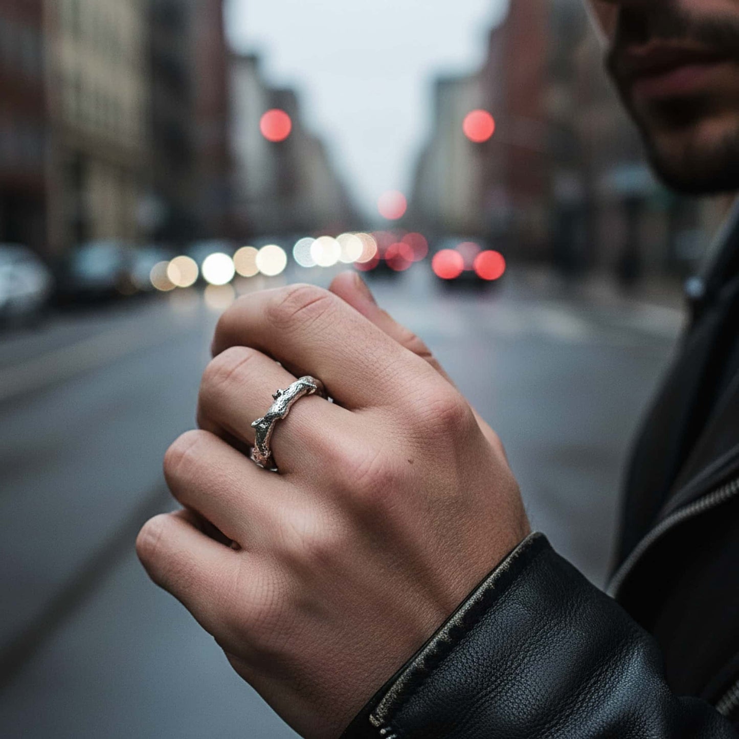 Anillo de rama único de plata de ley