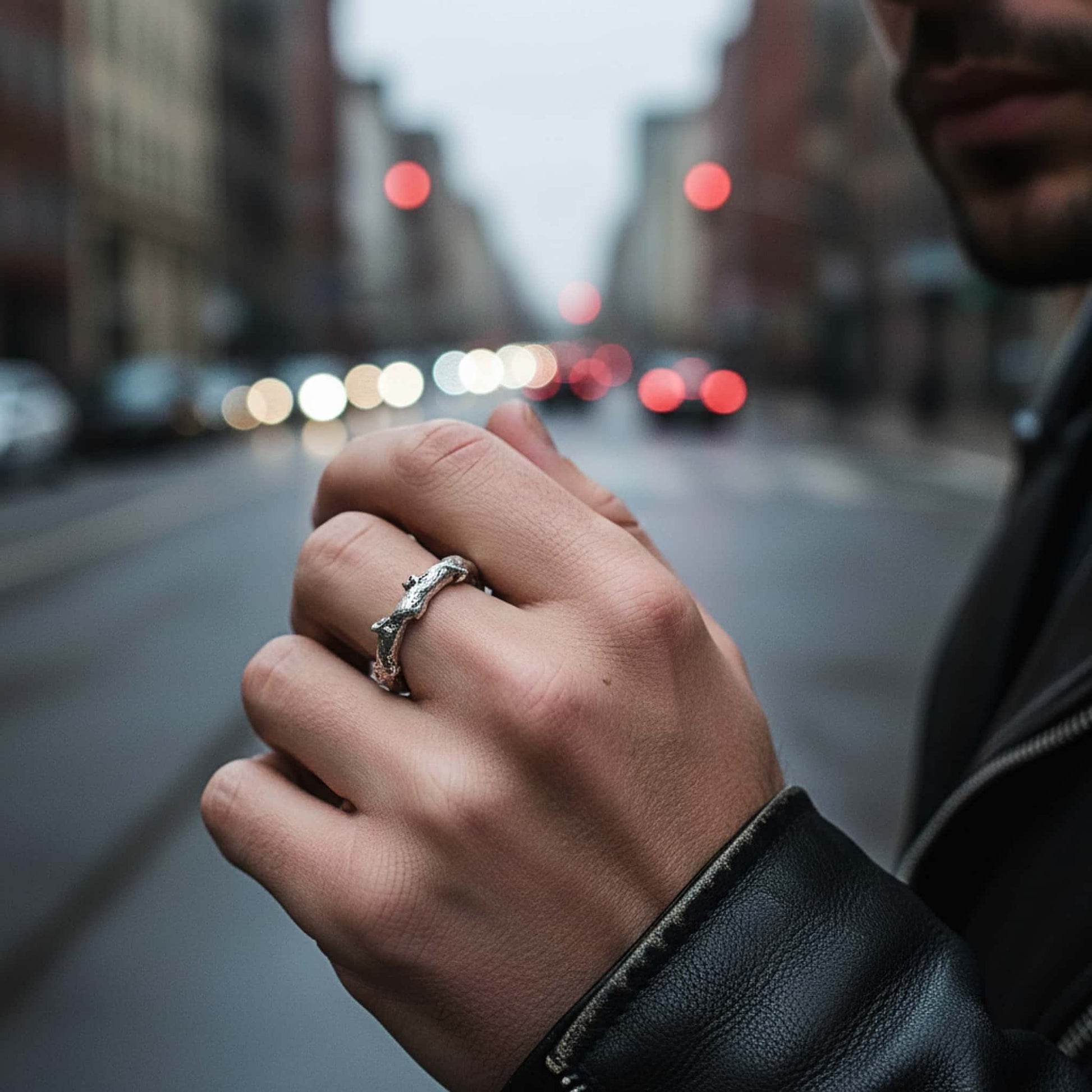 Anillo de rama único de plata de ley