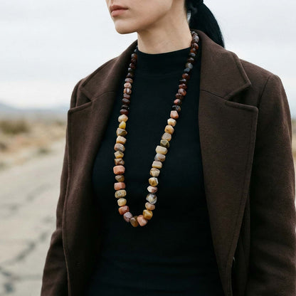 Collar de agatas naturales irregulares marrones hecho a mano, collar hipoalergénico