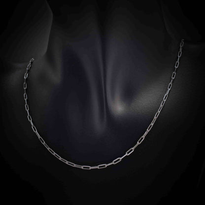 Collar de eslabon rectangular para mujer de plata de ley resistente