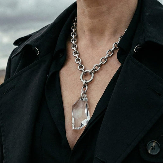 Collar eslabones plata para mujer con cristal austriaco transparente