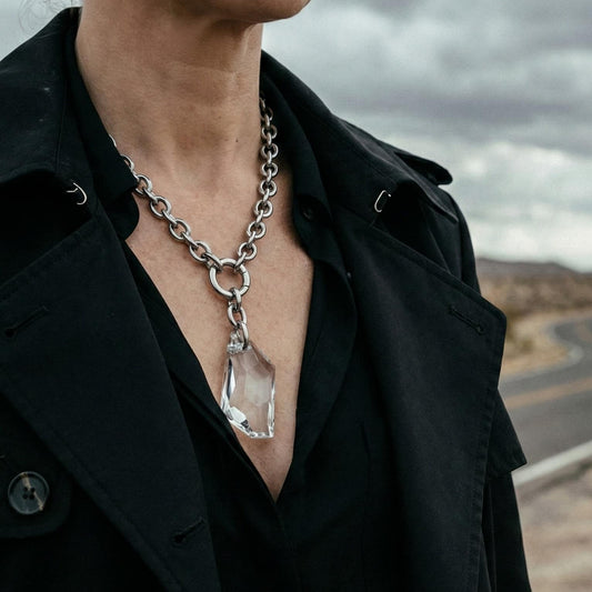 Collar eslabones plata para mujer con cristal austriaco transparente