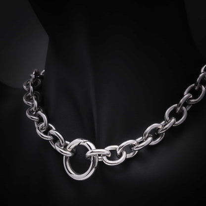 Collar eslabones plata para mujer de acero inoxidable y cierre plateado