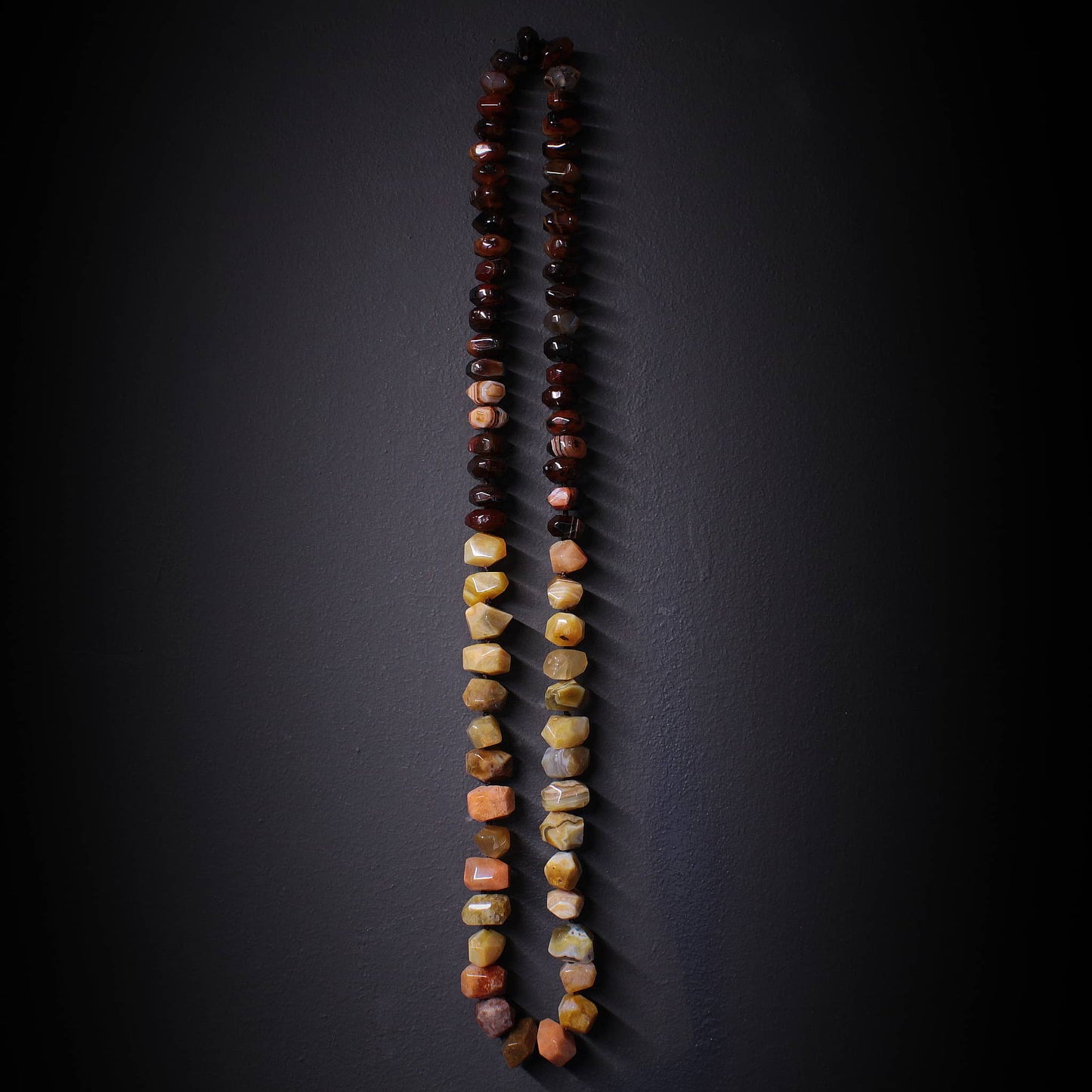 Collar de piedras grandes naturales, conagatas de botsuana amarillas y agatas indias marrones