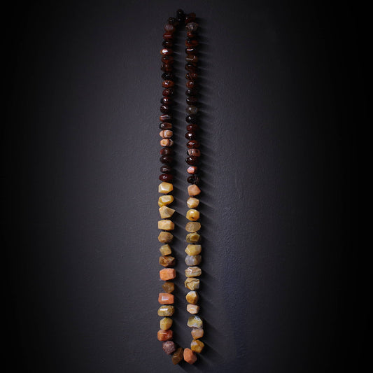 Collar de piedras grandes naturales, conagatas de botsuana amarillas y agatas indias marrones
