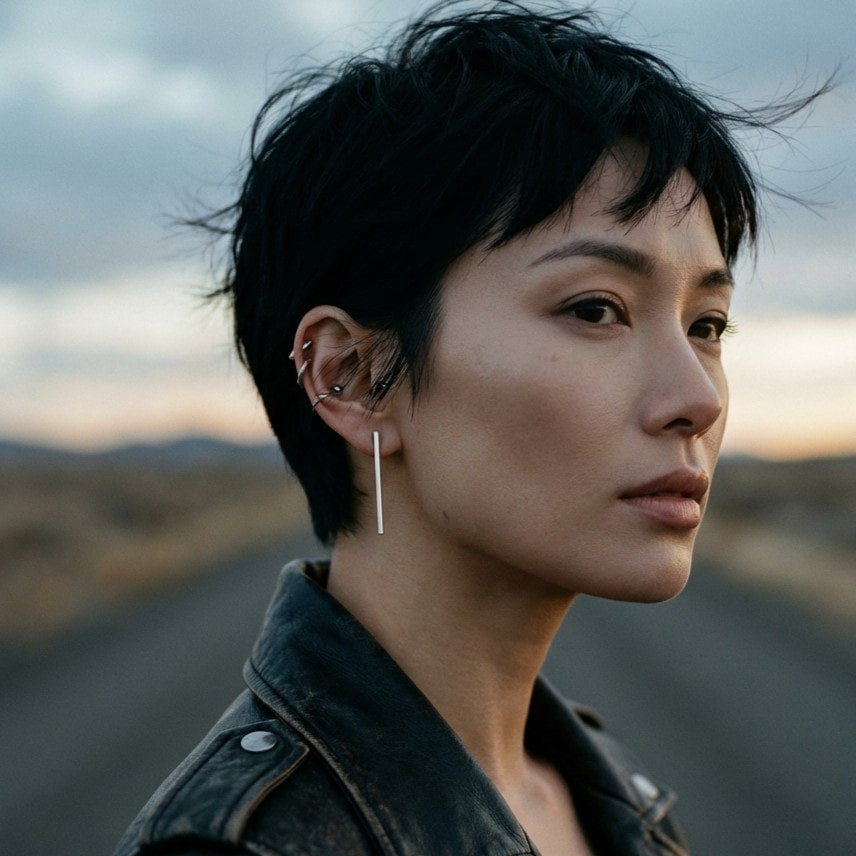 Pendiente barra plata de ley minimalista de acabado pulico 