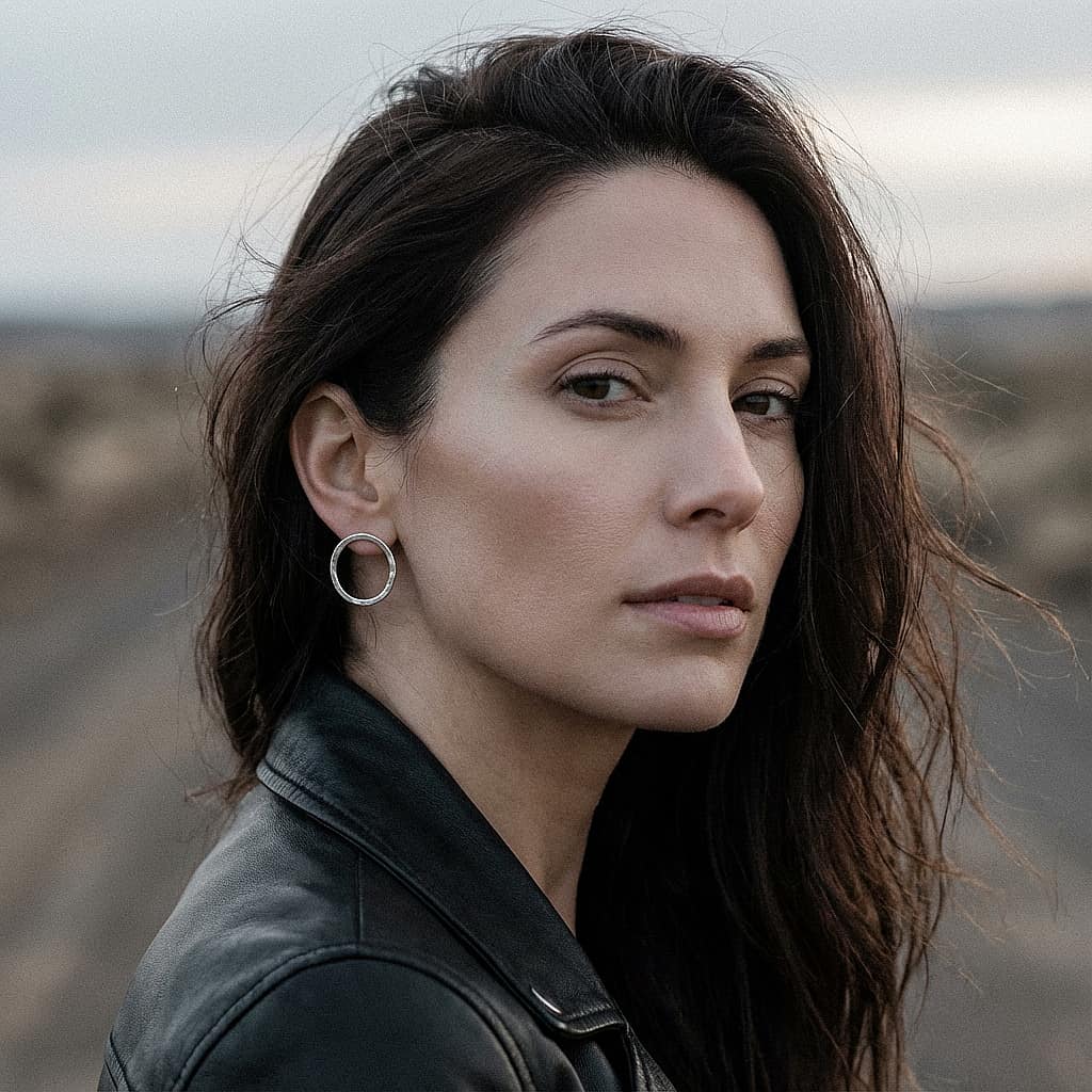 Pendientes circulo plata irregular artesanal