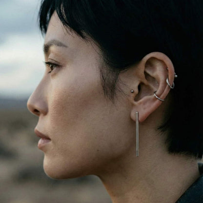 pendiente barra larga de plata de ley para mujer