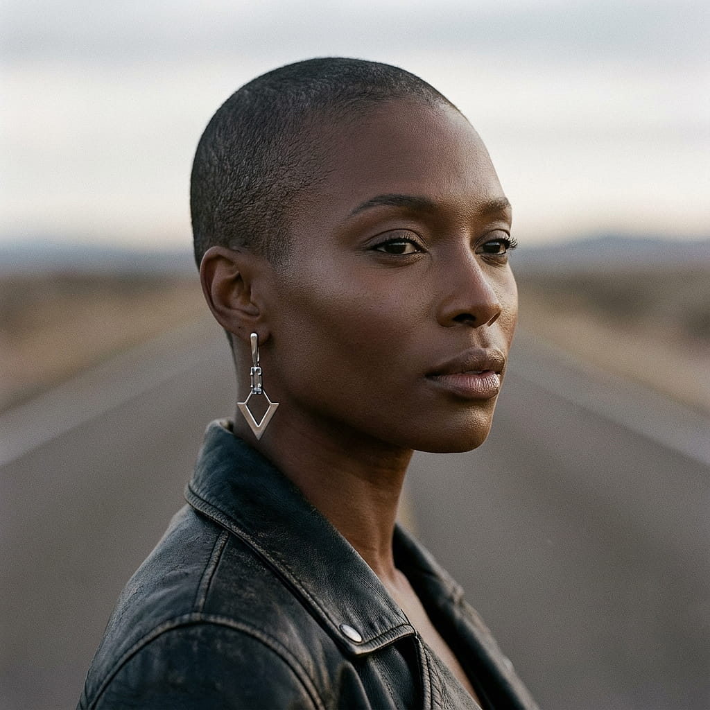 Pendiente triangulo con cristal de acero inoxidable