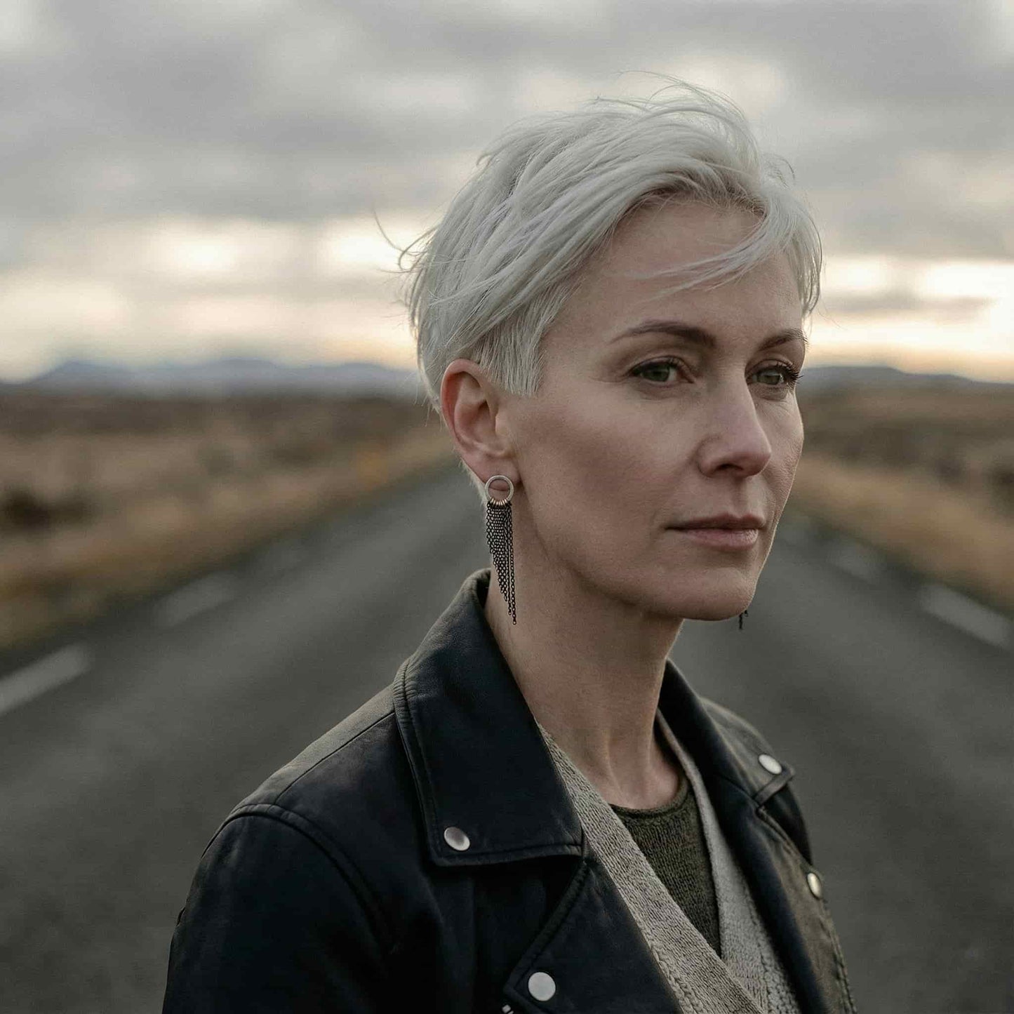 Pedientes largos negros de cadena y base plateada con detalles dorados 