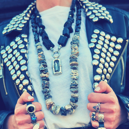 COLLAR AGATA NEGRA Y RODAJAS XXL