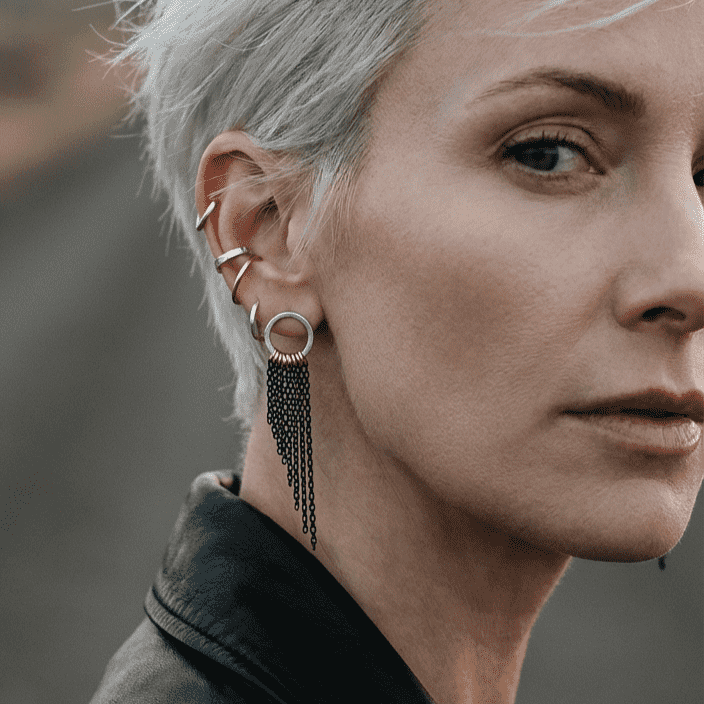 Pendiente largo cadena negra de acero