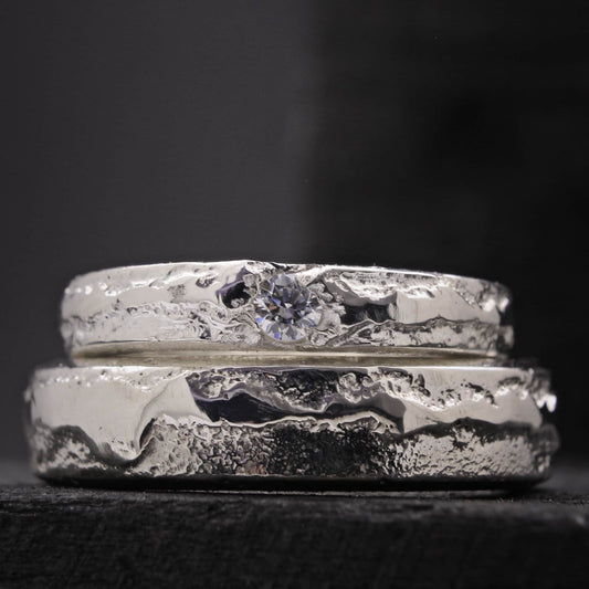 Set de alianzas de plata personalizadas de diferente ancho para hombre y mujer K2 JEWELS